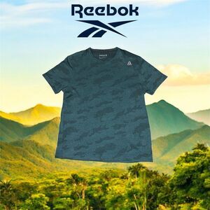 Reebok Men's Camo Crew Neck T-Shirt Green Size L Short Sleeve